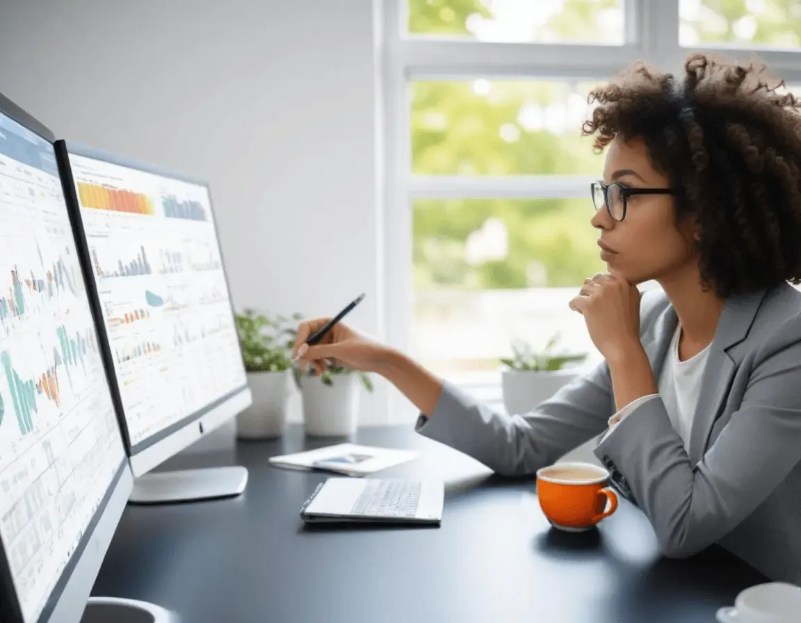 Woman learning graph