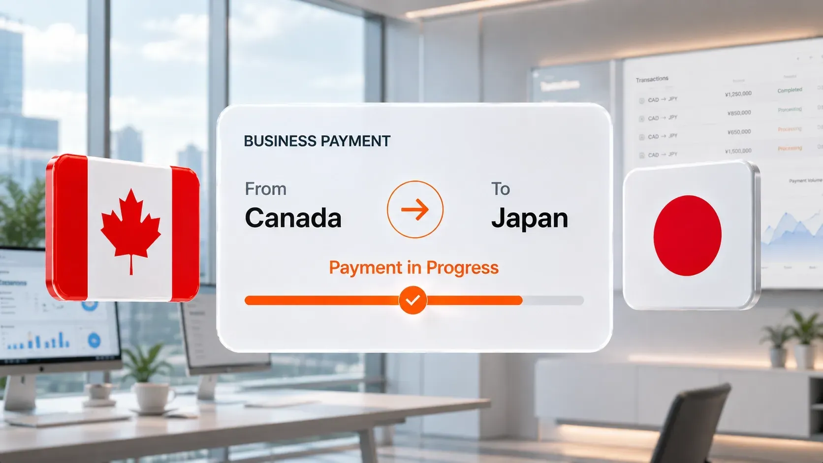 Send business payments from Canada to Japan using a secure international payment platform with real-time transaction tracking and competitive exchange rates.