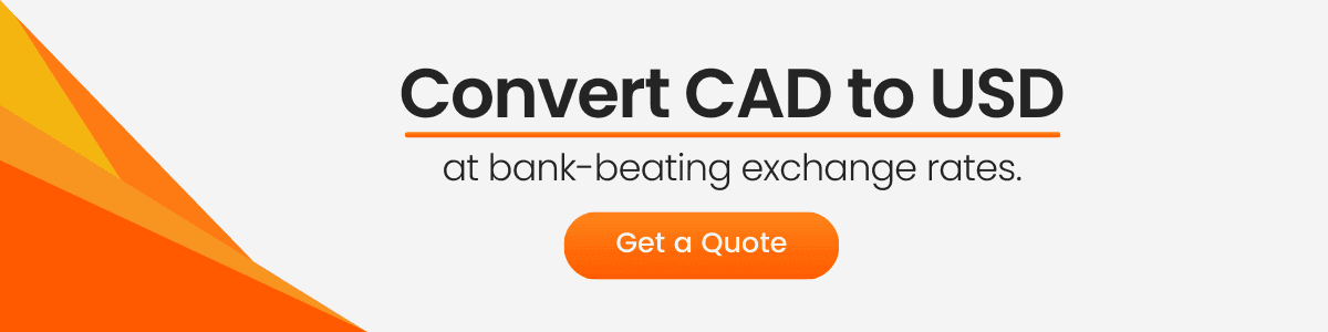 CTA Visual saying "Convert CAD to USD at bank-beating exchange rates"