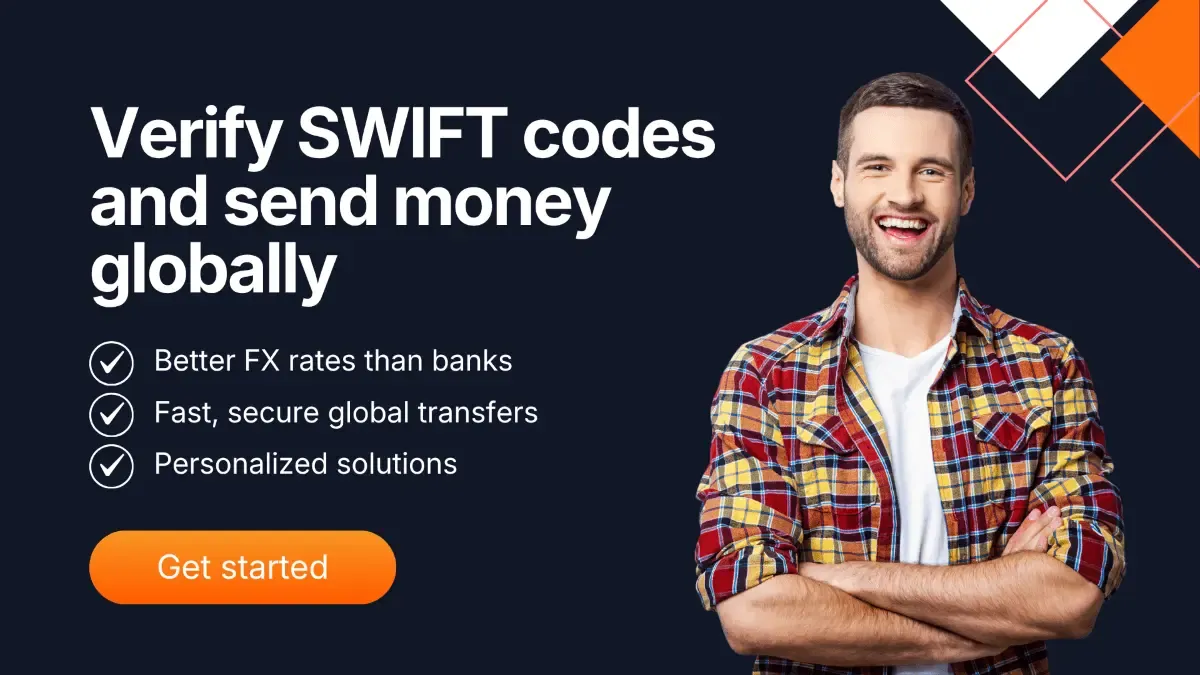 MTFX banner promoting SWIFT code verification and global money transfers with better FX rates, fast transactions, and secure international payments.