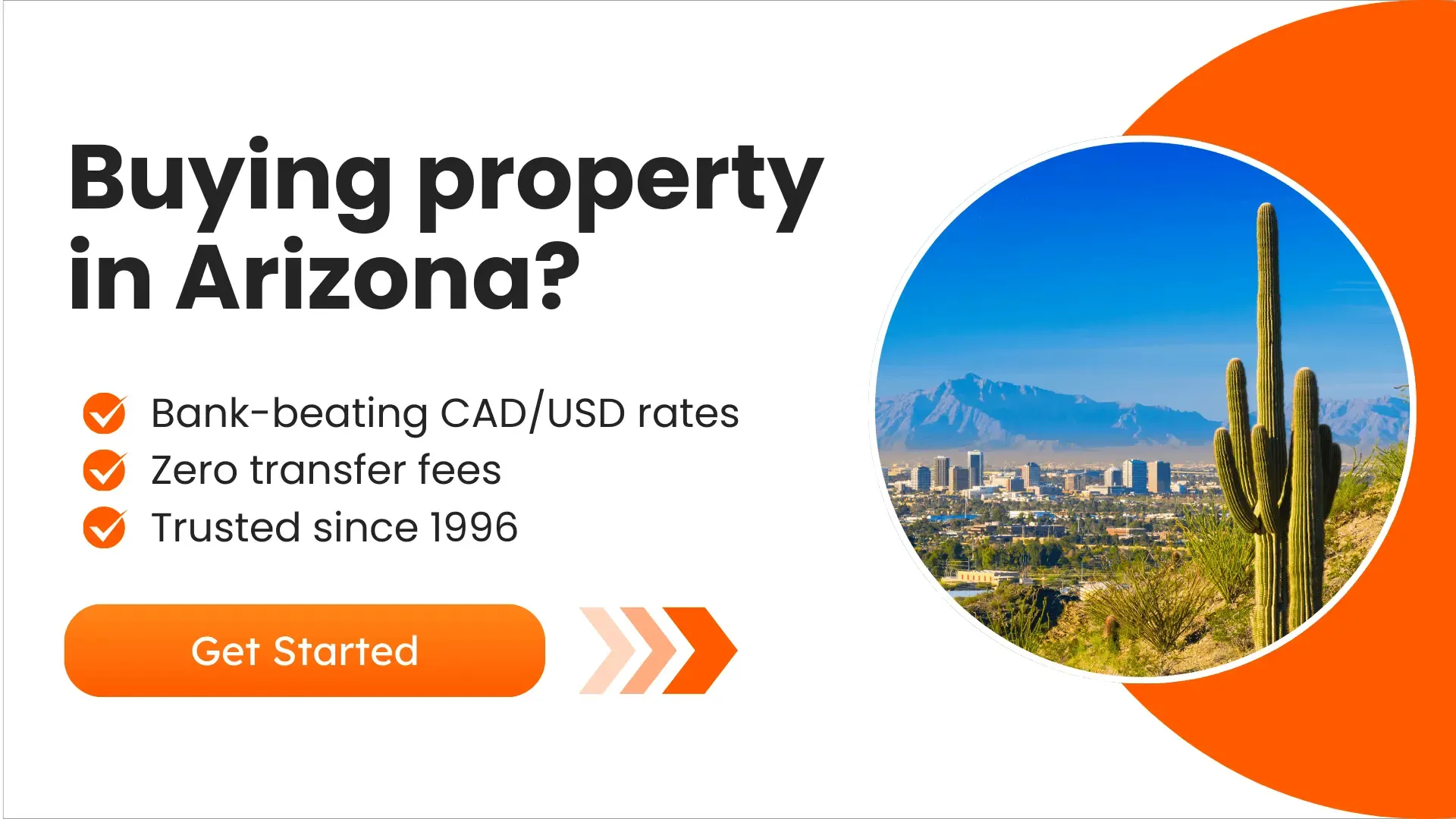 A promotional banner highlighting the benefits of choosing MTFX for property purchases, featuring a call-to-action button and a scenic cityscape image.