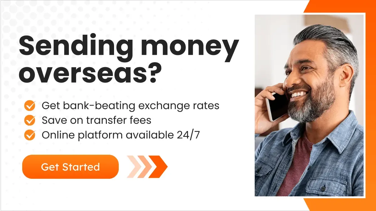 CTA Visual featuring a smiling middle-aged man wearing a blue shirt on a gray t-shirt and talking on a phone.