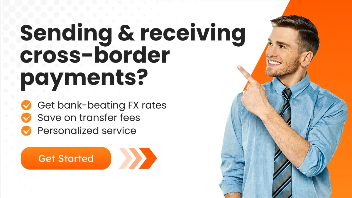 CTA Visual featuring a smiling young businessman pointing towards the key USPs of MTFX.