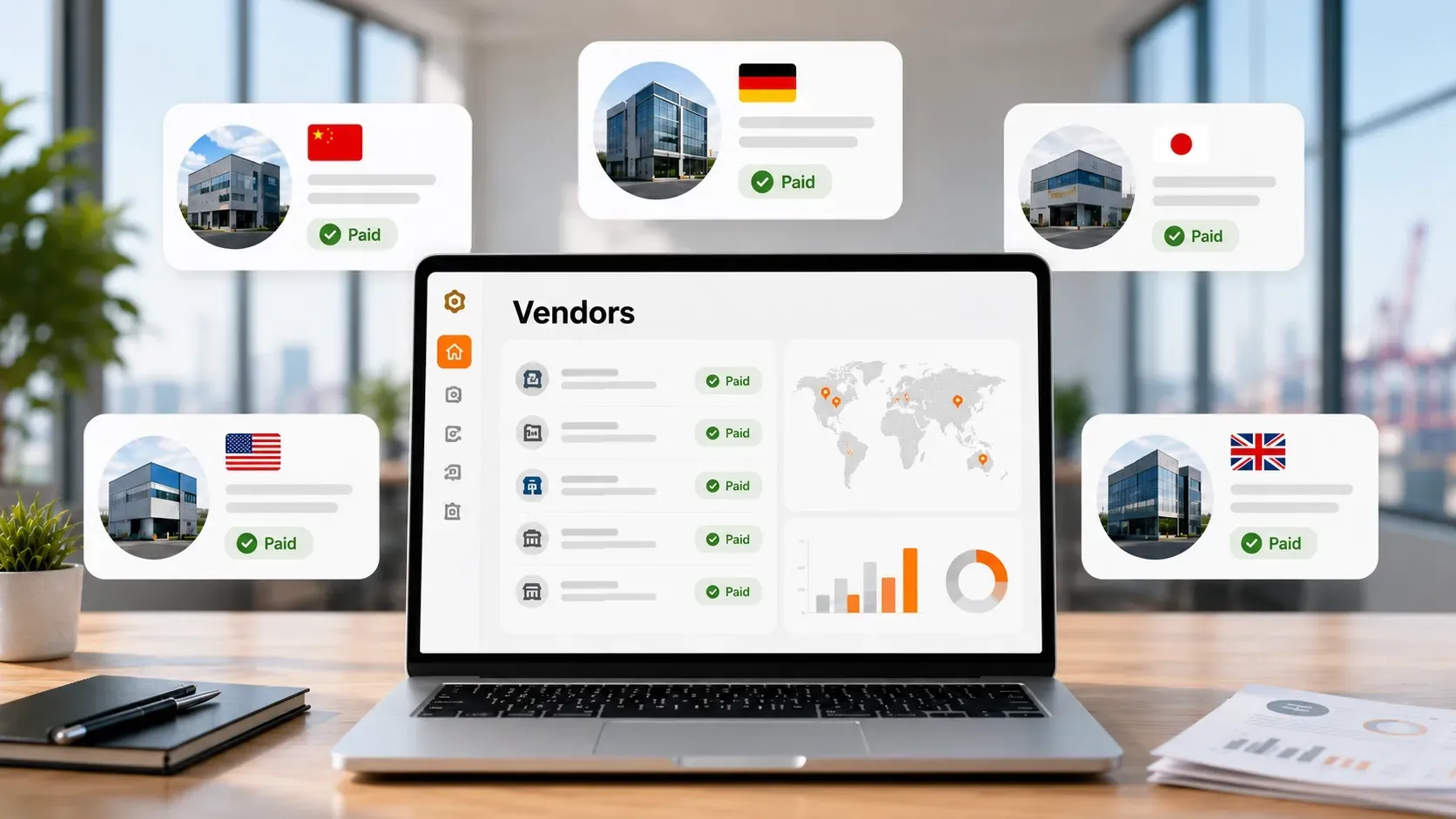 Local currency vendor payments dashboard for international supplier payments from Canada