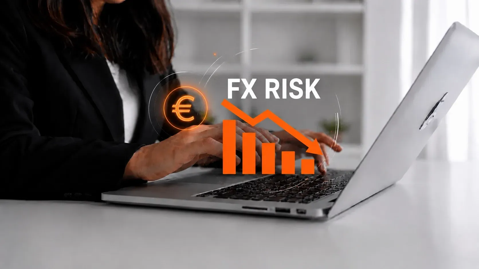  Business professional analyzing exchange rates to reduce FX risk and lower international payment costs.