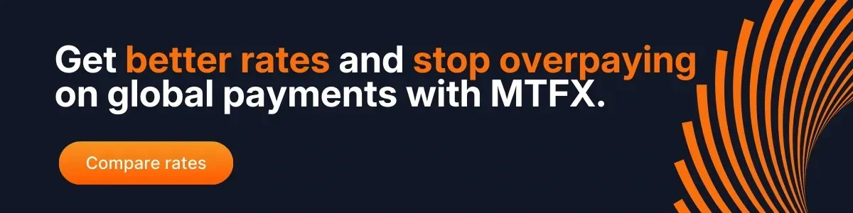  MTFX banner highlighting better exchange rates and reduced costs for global business payments.