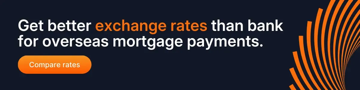 MTFX banner promoting better exchange rates for overseas mortgage payments with compare rates call-to-action.