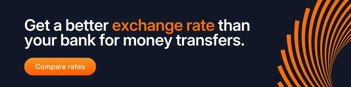 Banner promoting better exchange rates than banks for international money transfers with compare rates call to action.