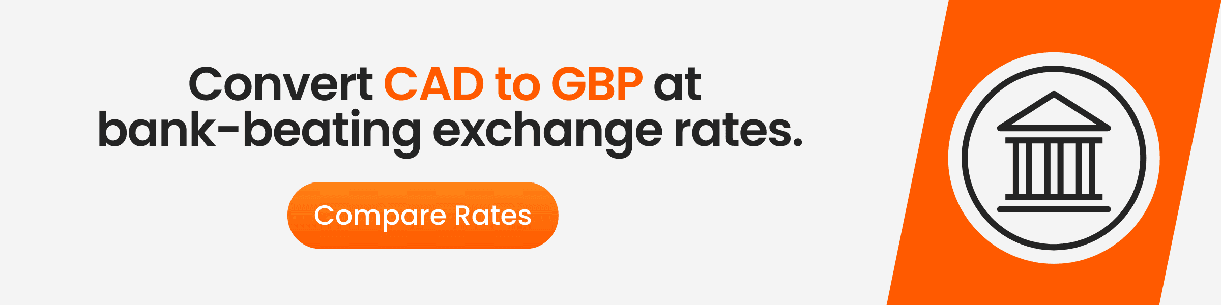 CTA Visual saying "Convert CAD to GBP at bank-beating exchange rates"