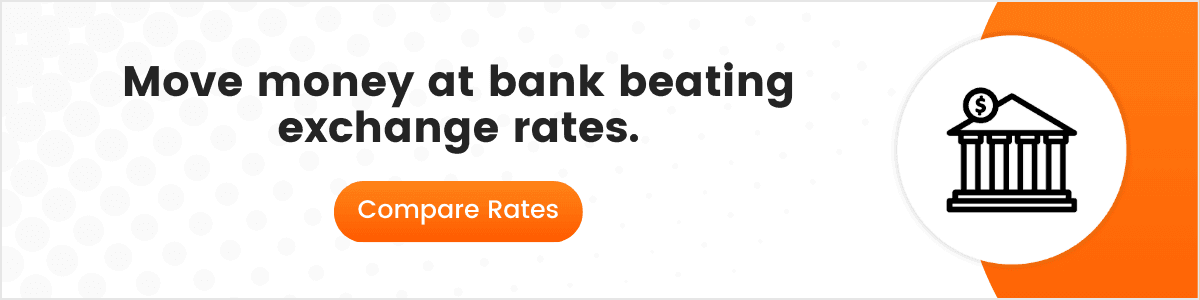 Text based CTA visual saying "Move money at bank beating exchange rates"