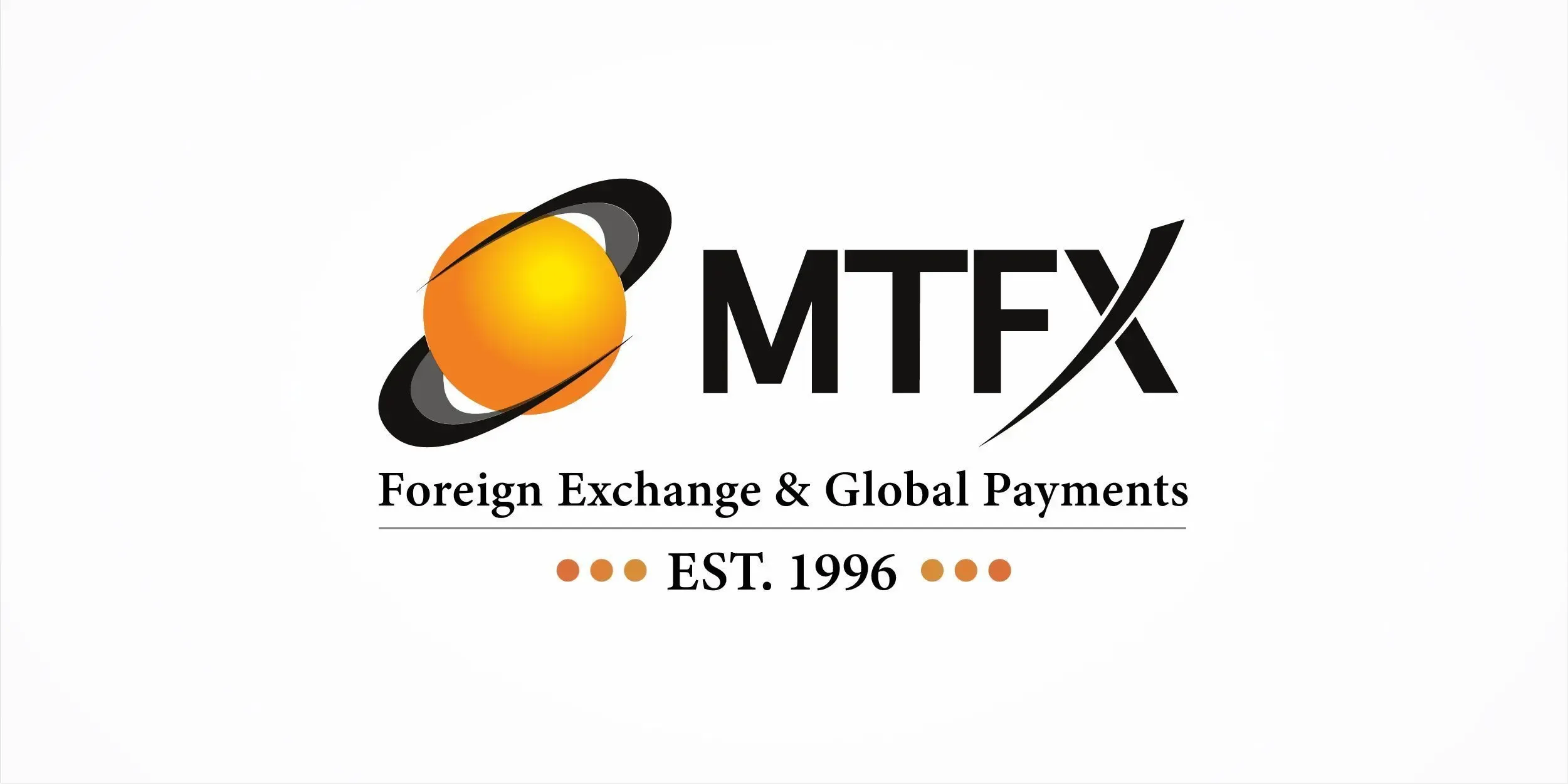 MTFX logo featuring a stylized orange and black planet graphic with the tagline 'Foreign Exchange & Global Payments' and 'Est. 1996'.
