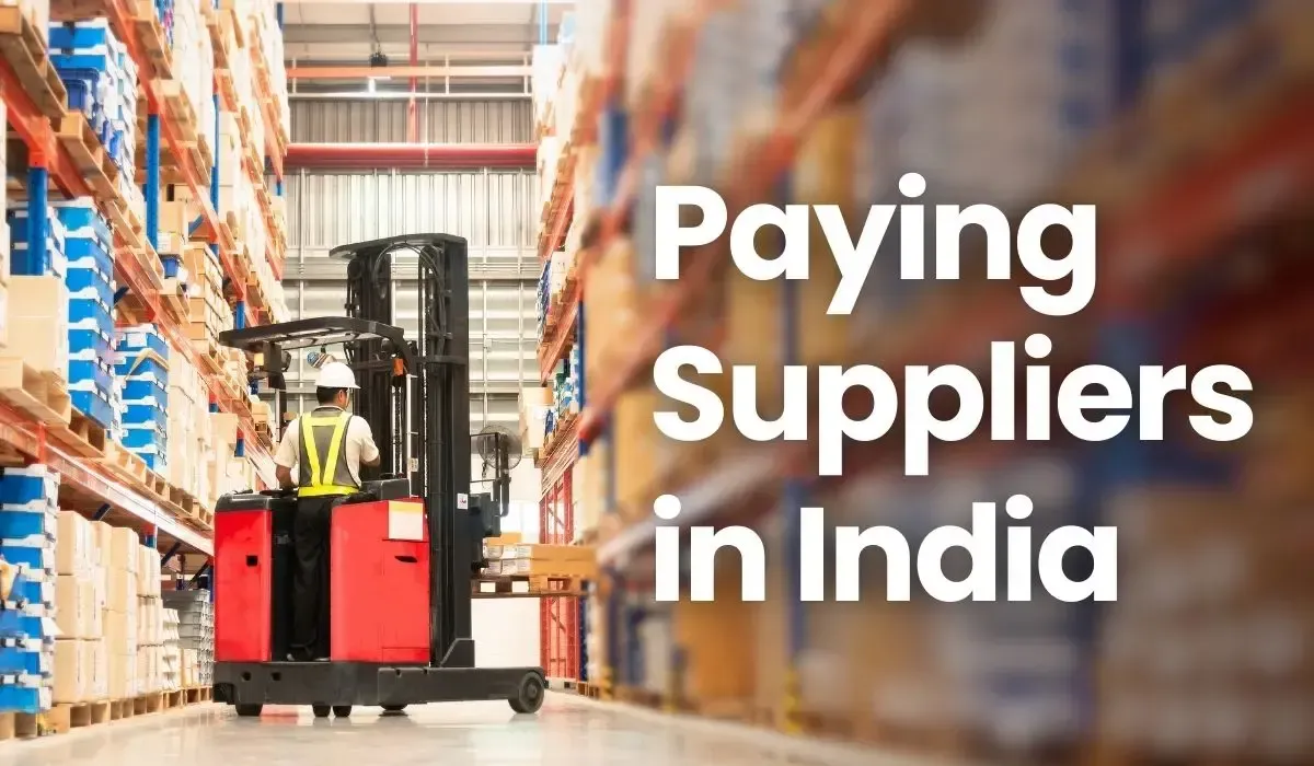 Hero image visual with a warehouse worker operating an industrial size forklift in a warehouse.