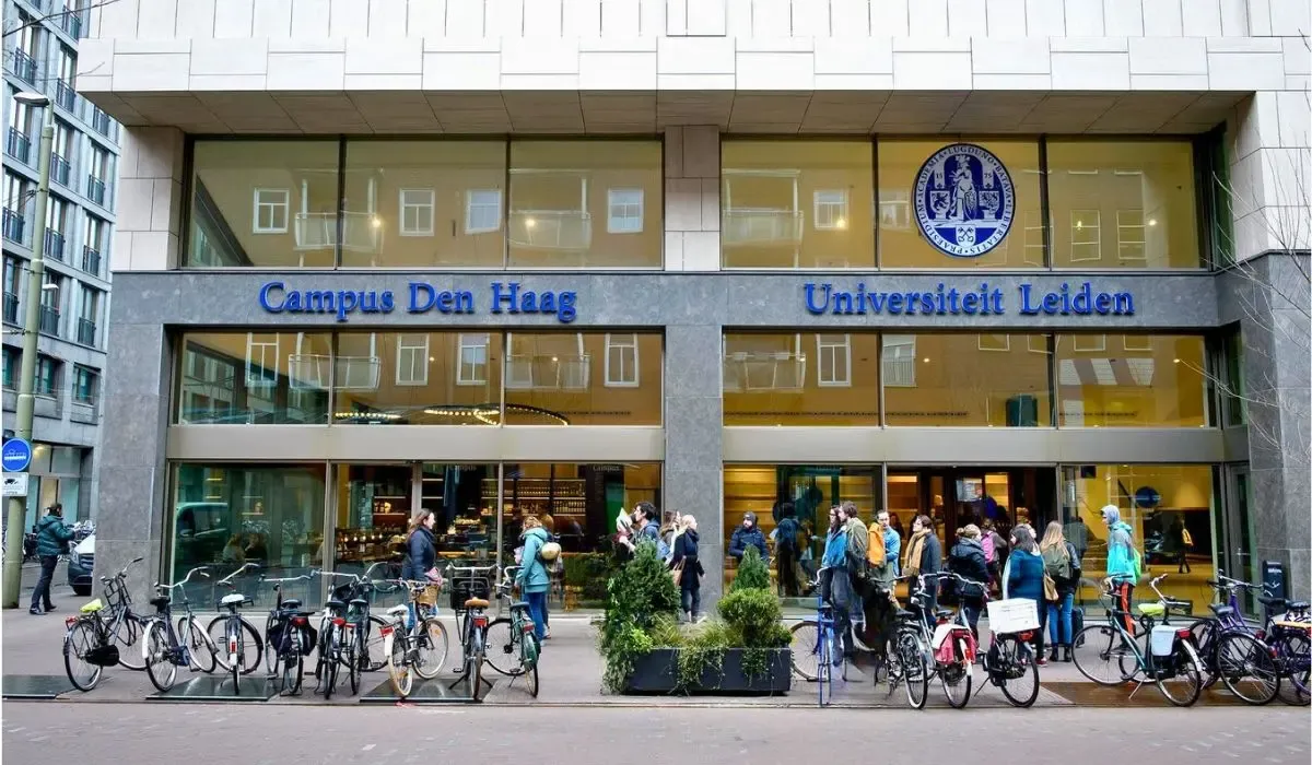 Students outside Leiden University’s The Hague campus entrance. Use MTFX to pay tuition in EUR from Canada with secure reliable service and lower cost than traditional wire transfers.