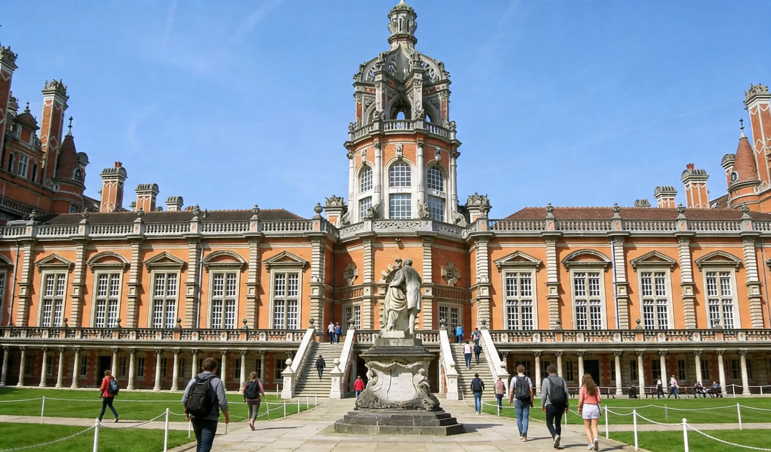 The riverside view of King's College London along the Thames, showcasing historic facades and city surroundings.