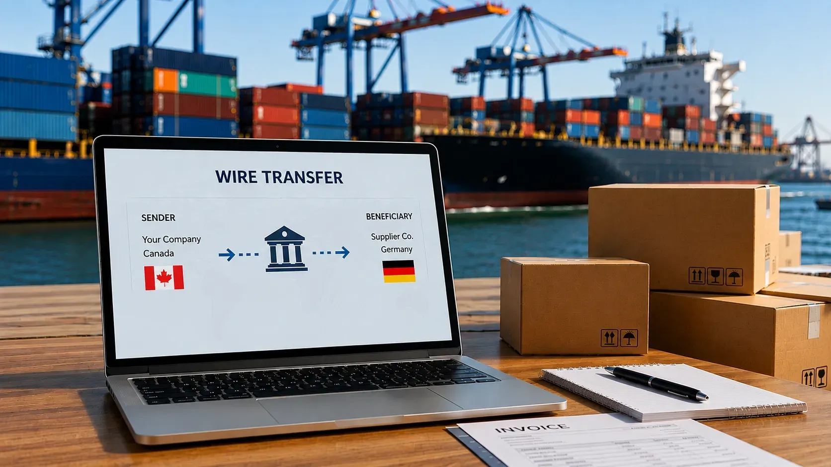 Business wire transfer for overseas supplier payments from Canada.