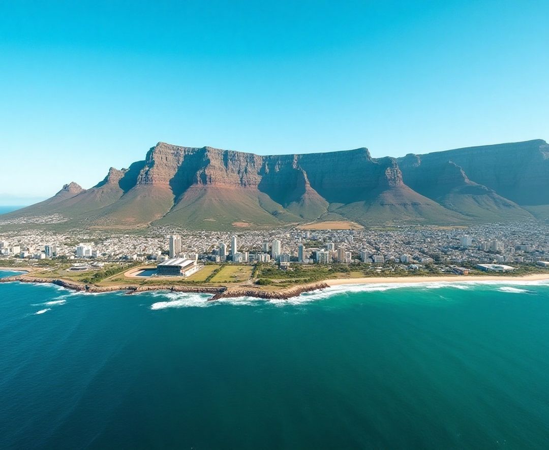Aerial view of Cape Town representing global transfers to send money to South Africa.