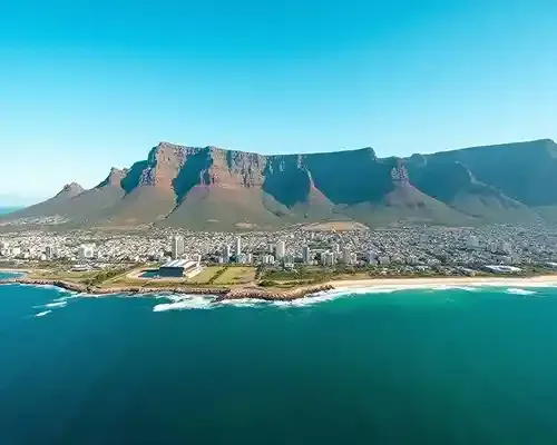 Aerial view of Cape Town representing global transfers to send money to South Africa.