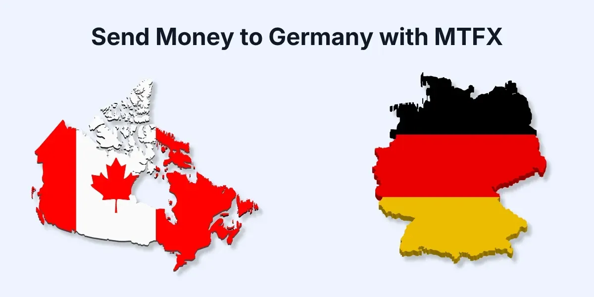 Canadian and German maps with their respective flags overlay