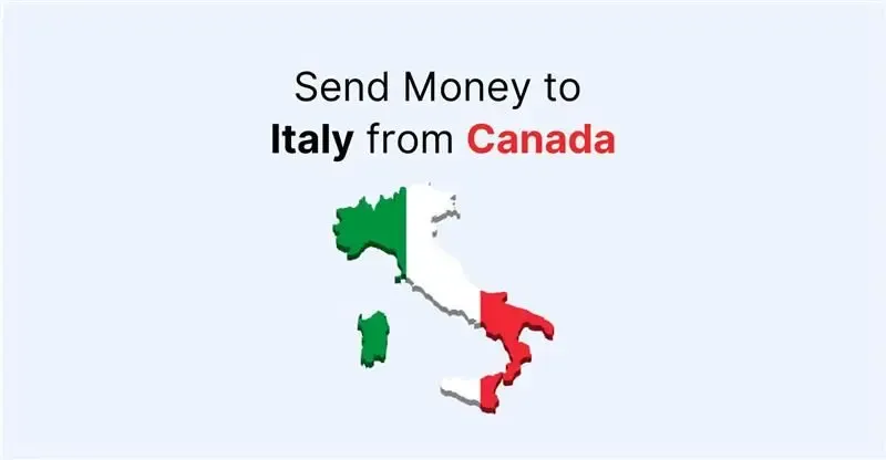 Illustration of the Italy map with a paper plane flying from the word 'Canada' to 'Italy' in the text, visually representing MTFX’s seamless international money transfer services that offer Canadians fast, low-cost, and secure ways to send funds to Italy