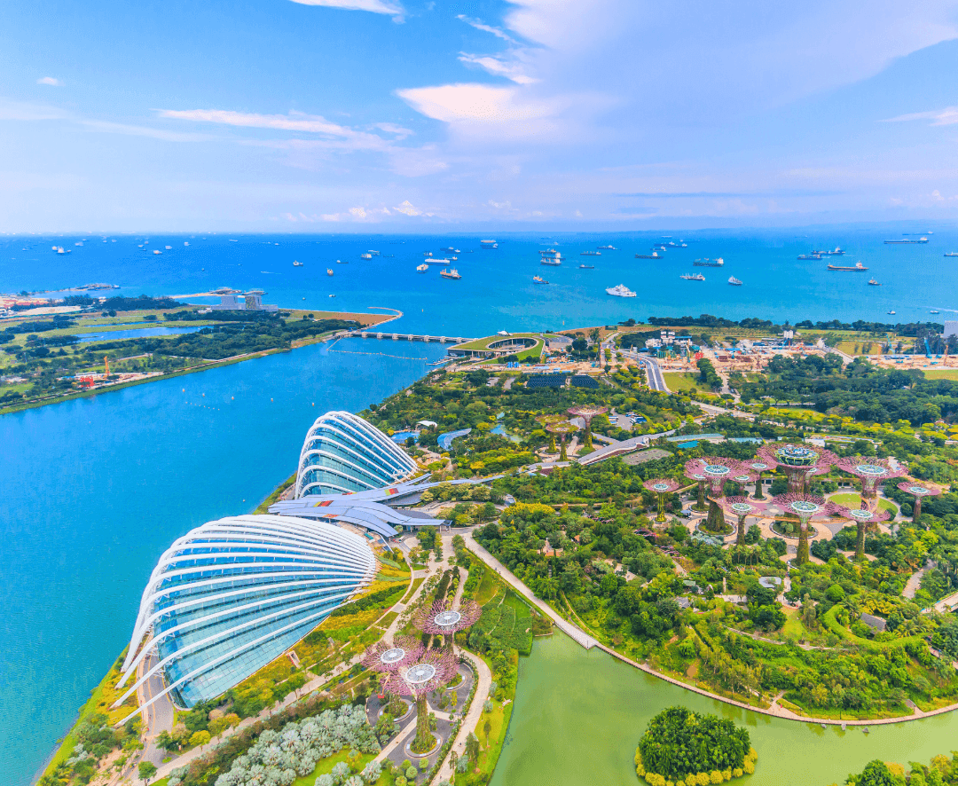 Aerial view of Singapore skyline representing cross-border money transfers to Singapore.