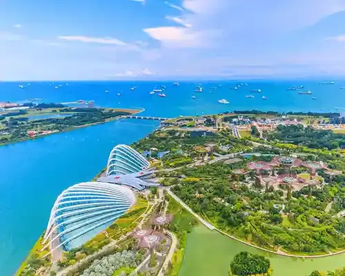 Aerial view of Singapore skyline representing cross-border money transfers to Singapore.
