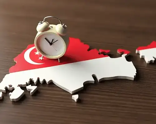 Singapore map with clock symbolizing fast and reliable ways to send money to Singapore.
