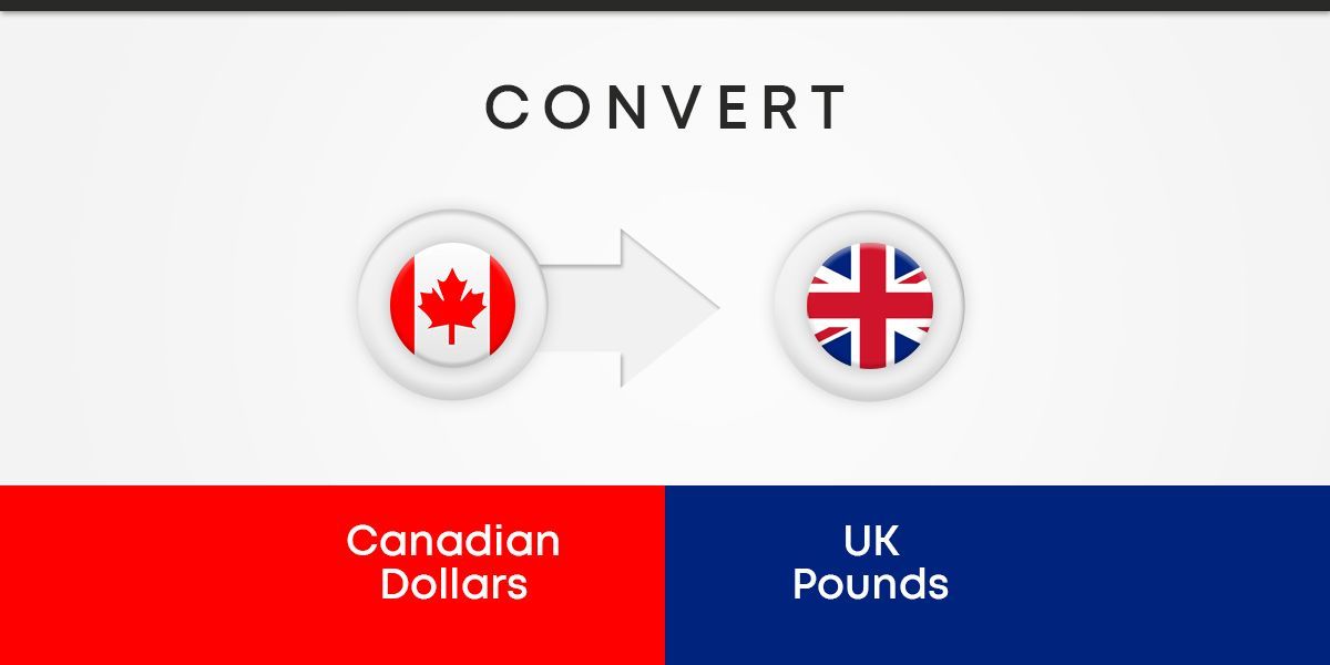 Hero Image Visual showing an arrow from a Canadian flag to the UK flag depicting CAD to GBP conversion.